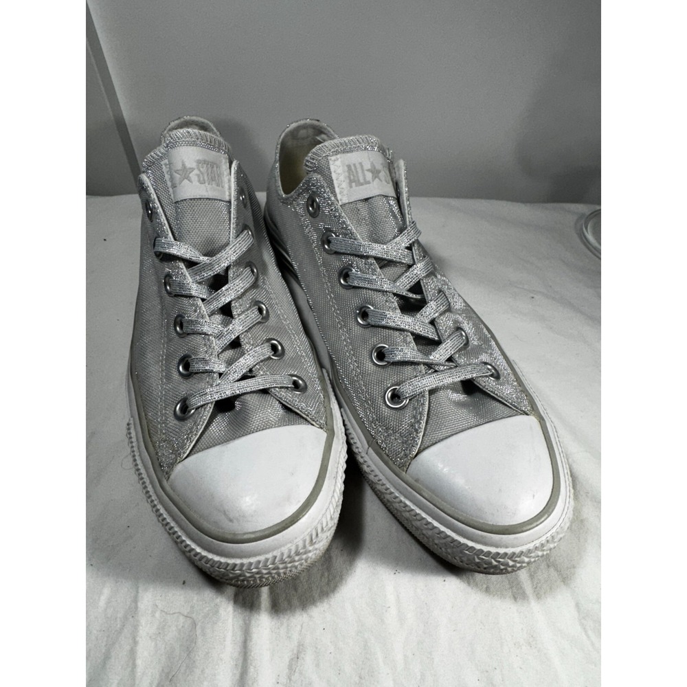 Converse All Star Low Womens Size 9 Light Gray with‎ Sparkle